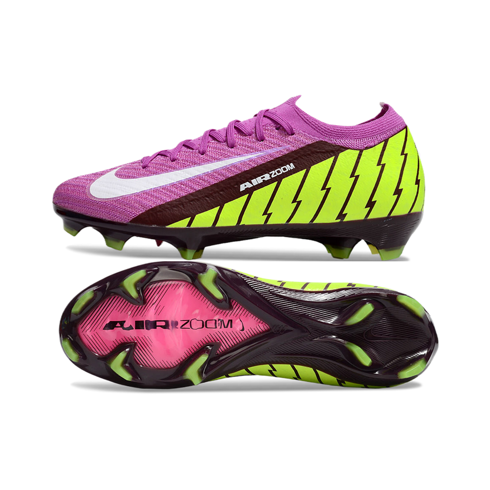Chuteira Campo Nike Air Zoom Mercurial Vapor 16 Elite FG Roxa e Verde