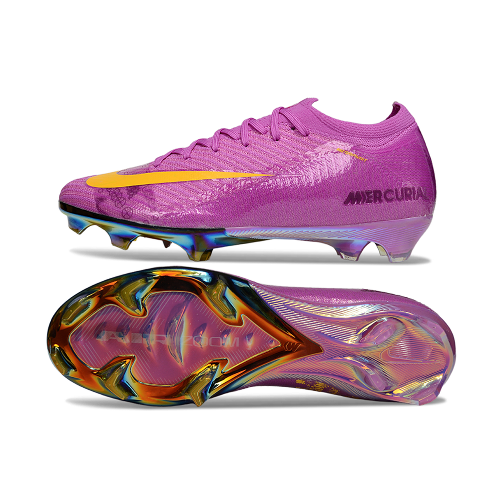 Chuteira Campo Nike Air Zoom Mercurial Vapor 16 Elite FG Roxo e Amarelo