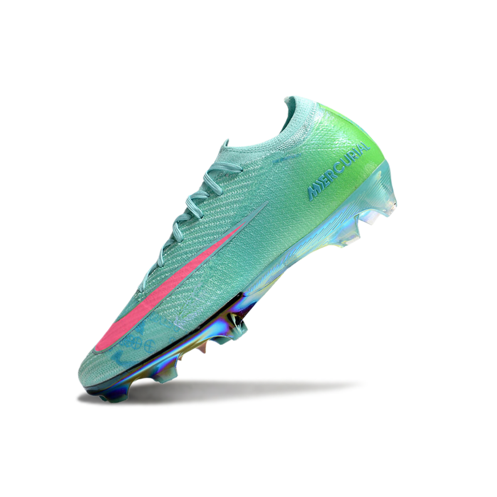 Chuteira Campo Nike Air Zoom Mercurial Vapor 16 Elite FG Verde e Rosa 
