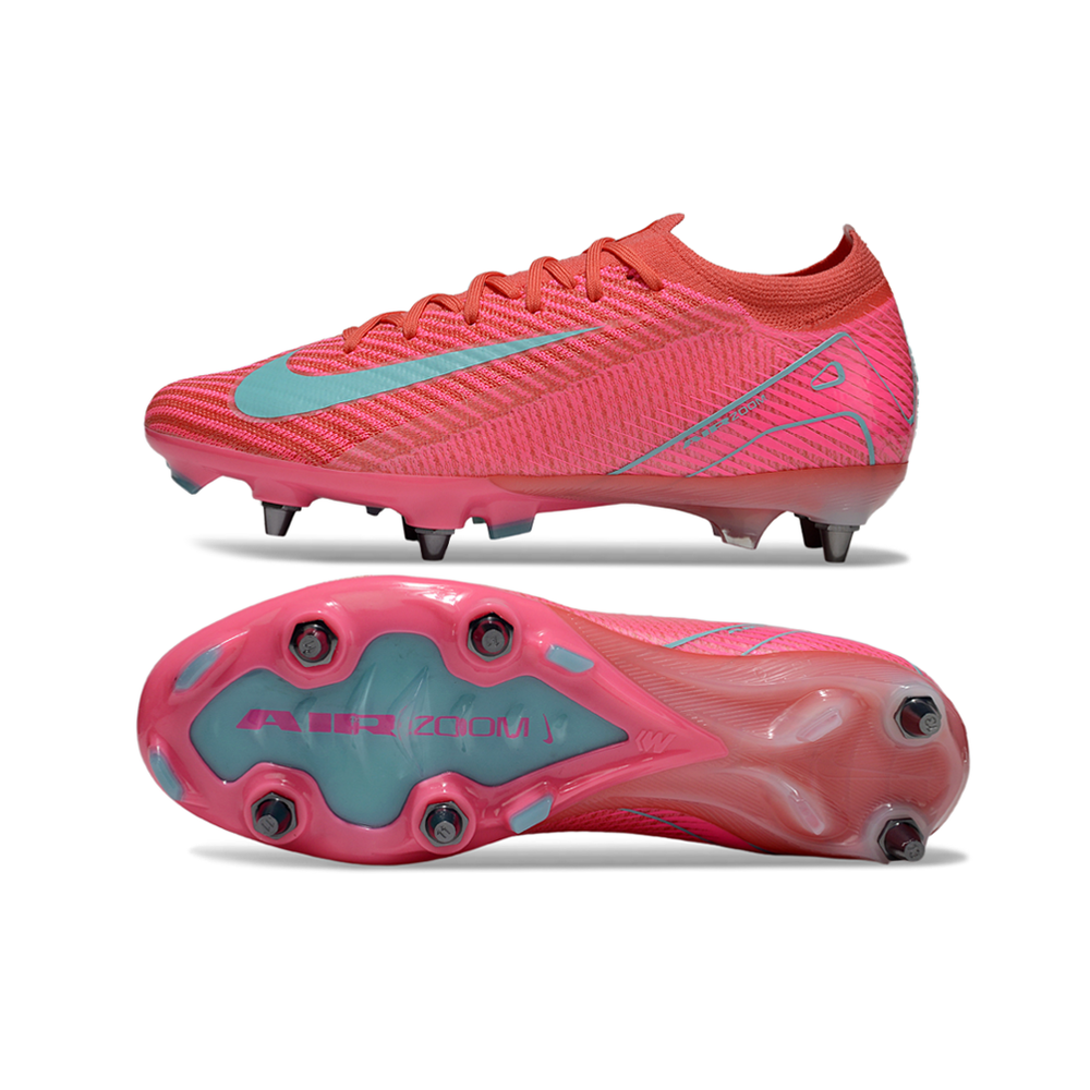 Chuteira Campo Nike Air Zoom Mercurial Vapor 16 Elite Trava Mista Rosa e Azul 