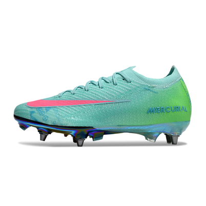 Chuteira Campo Nike Air Zoom Mercurial Vapor 16 Elite Trava Mista Verde e Rosa 