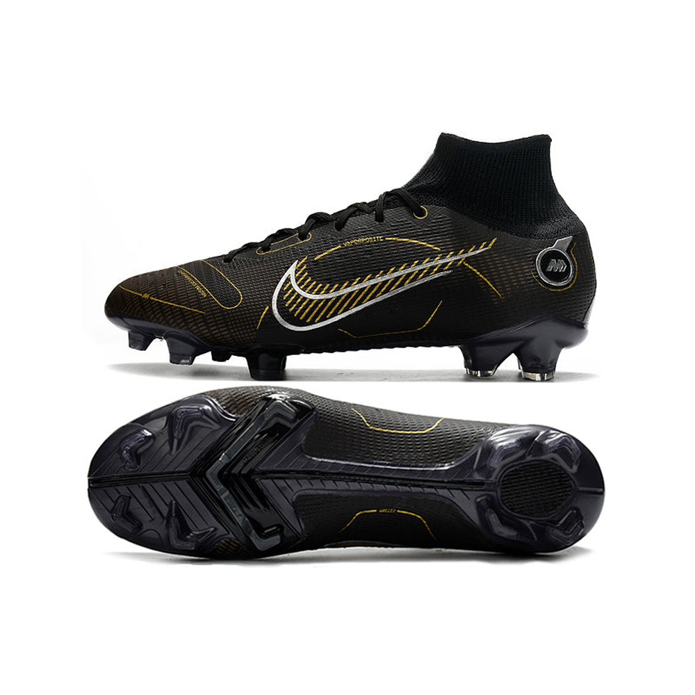 Chuteira Campo Nike Mercurial Superfly 8 Elite FG Preta e Dourada 