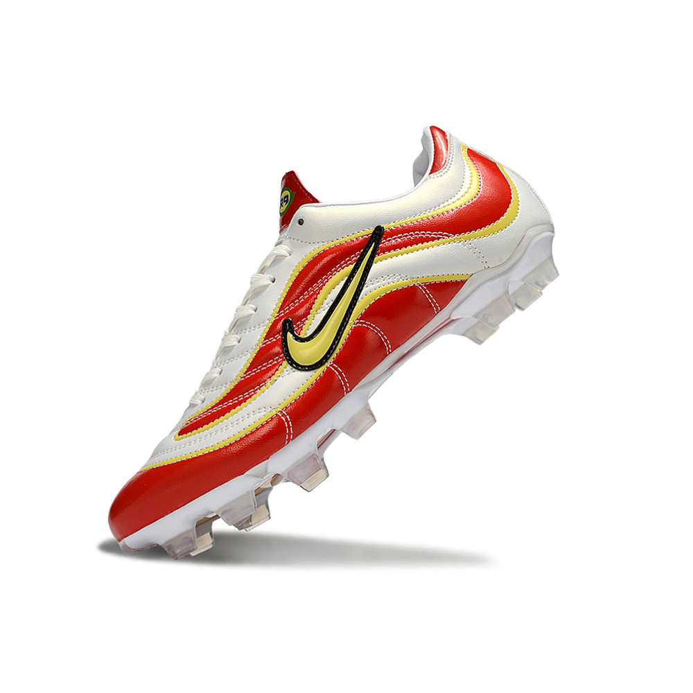 Chuteira Campo Nike Mercurial Vapor 1998 FG Branco, Vermelho e Amarelo