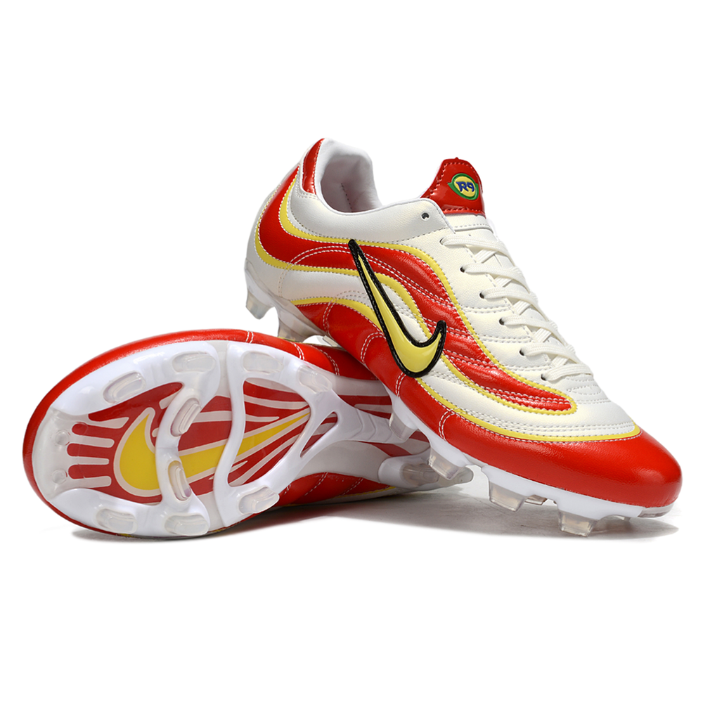 Chuteira Campo Nike Mercurial Vapor 1998 FG Branco, Vermelho e Amarelo