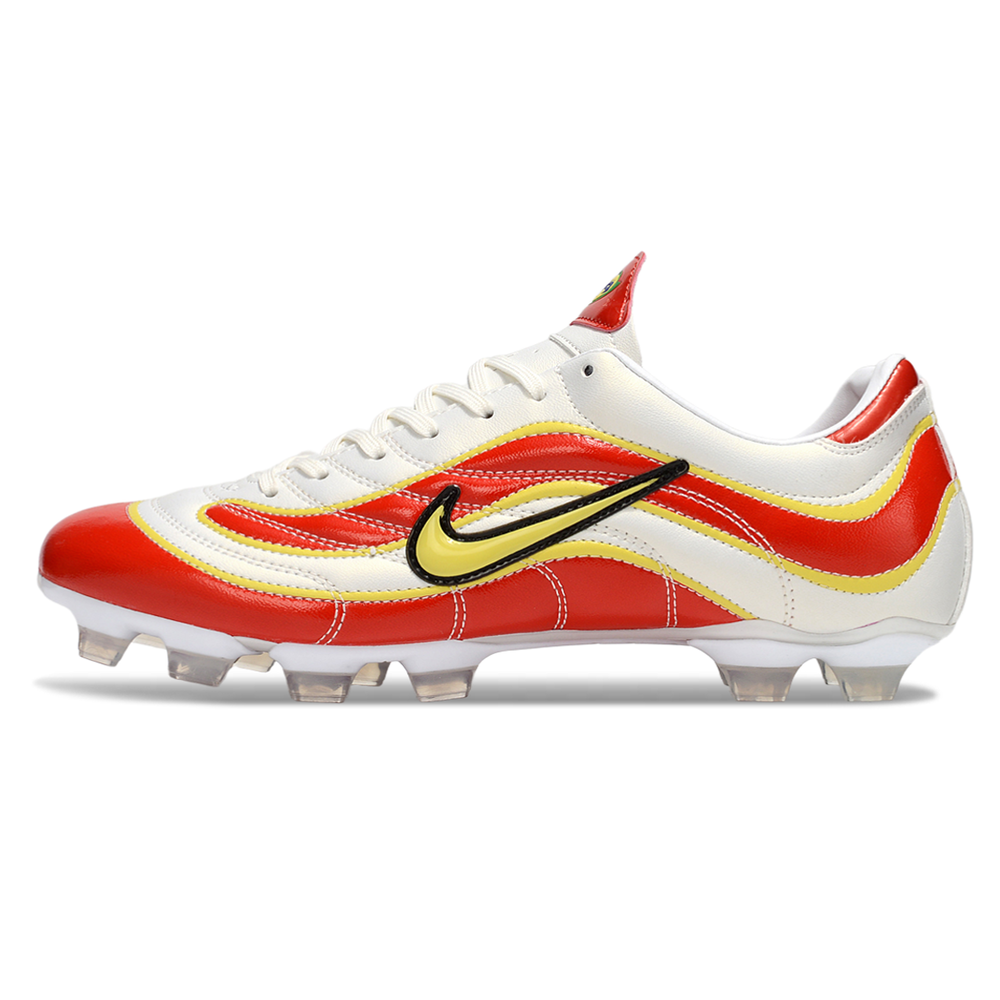 Chuteira Campo Nike Mercurial Vapor 1998 FG Branco, Vermelho e Amarelo