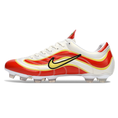 Chuteira Campo Nike Mercurial Vapor 1998 FG Branco, Vermelho e Amarelo
