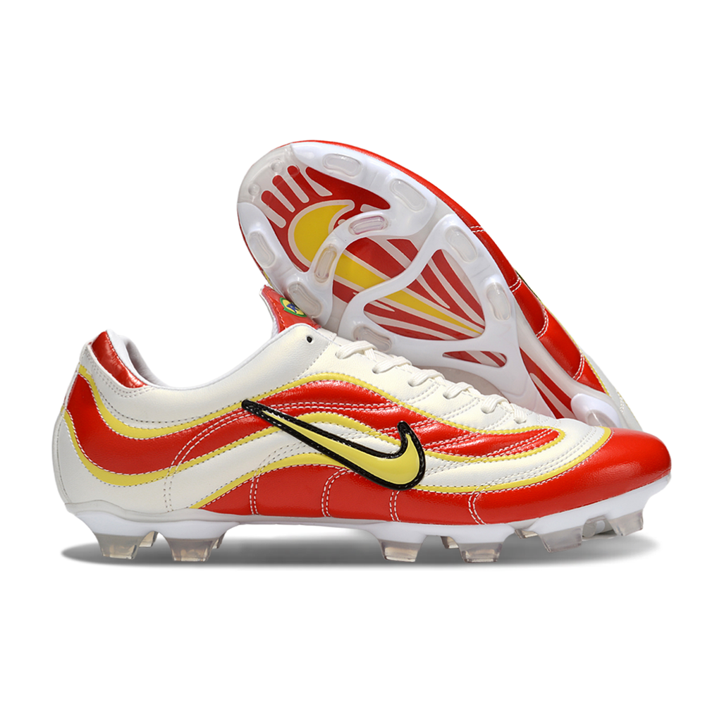 Chuteira Campo Nike Mercurial Vapor 1998 FG Branco, Vermelho e Amarelo