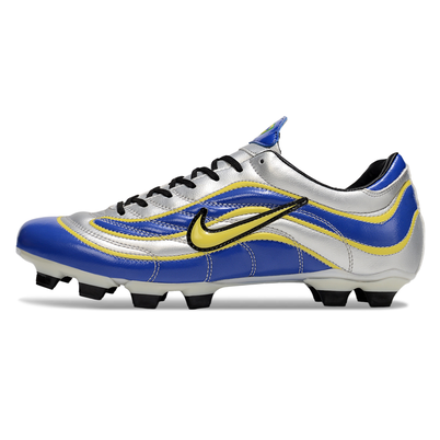 Chuteira Campo Nike Mercurial Vapor 1998 FG Prata, Azul e Amarelo 