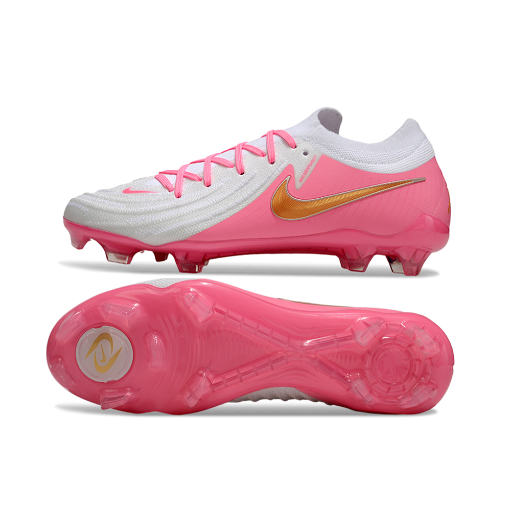 Chuteira Campo Nike Phantom GX 2 Elite FG Branca e Rosa