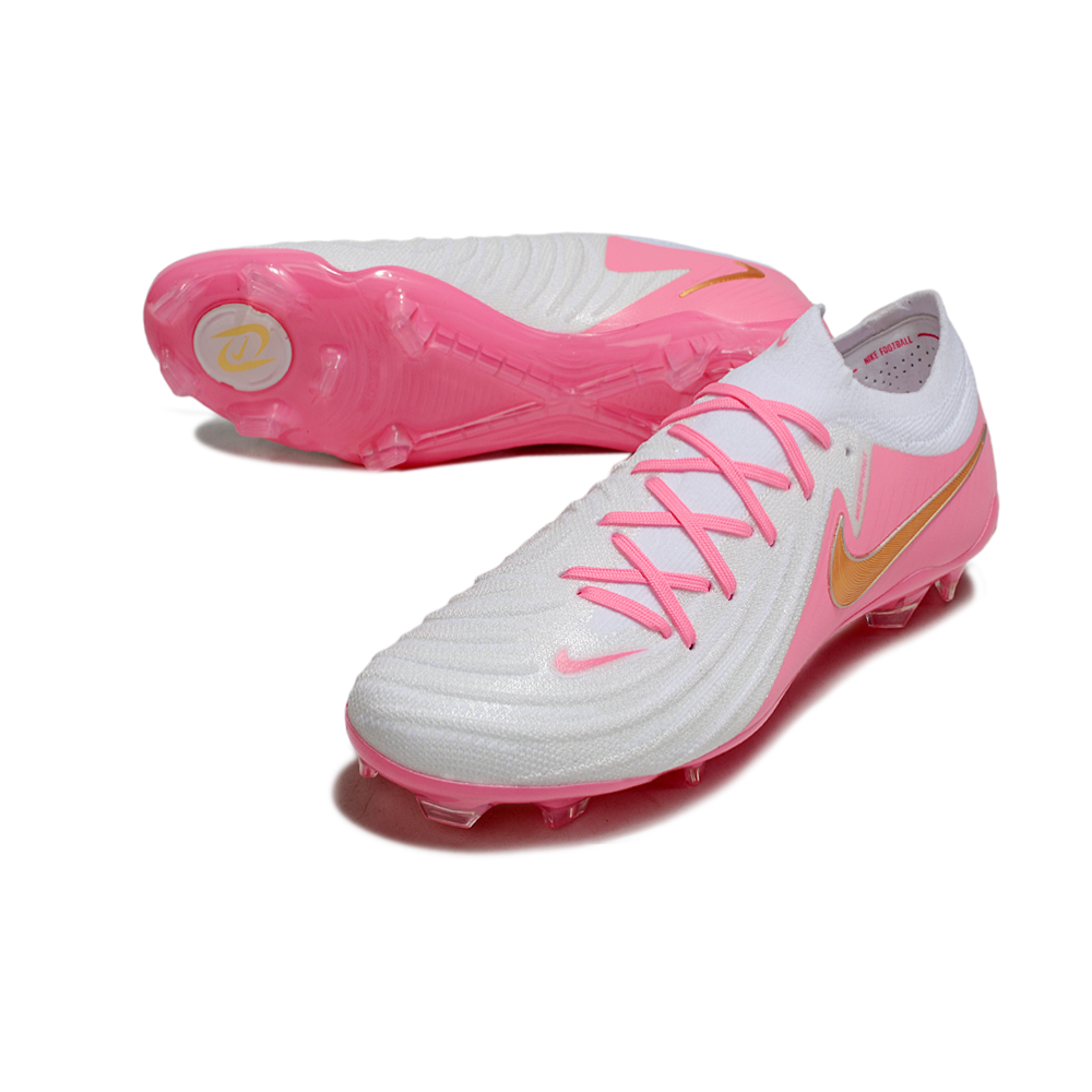 Chuteira Campo Nike Phantom GX 2 Elite FG Branca e Rosa