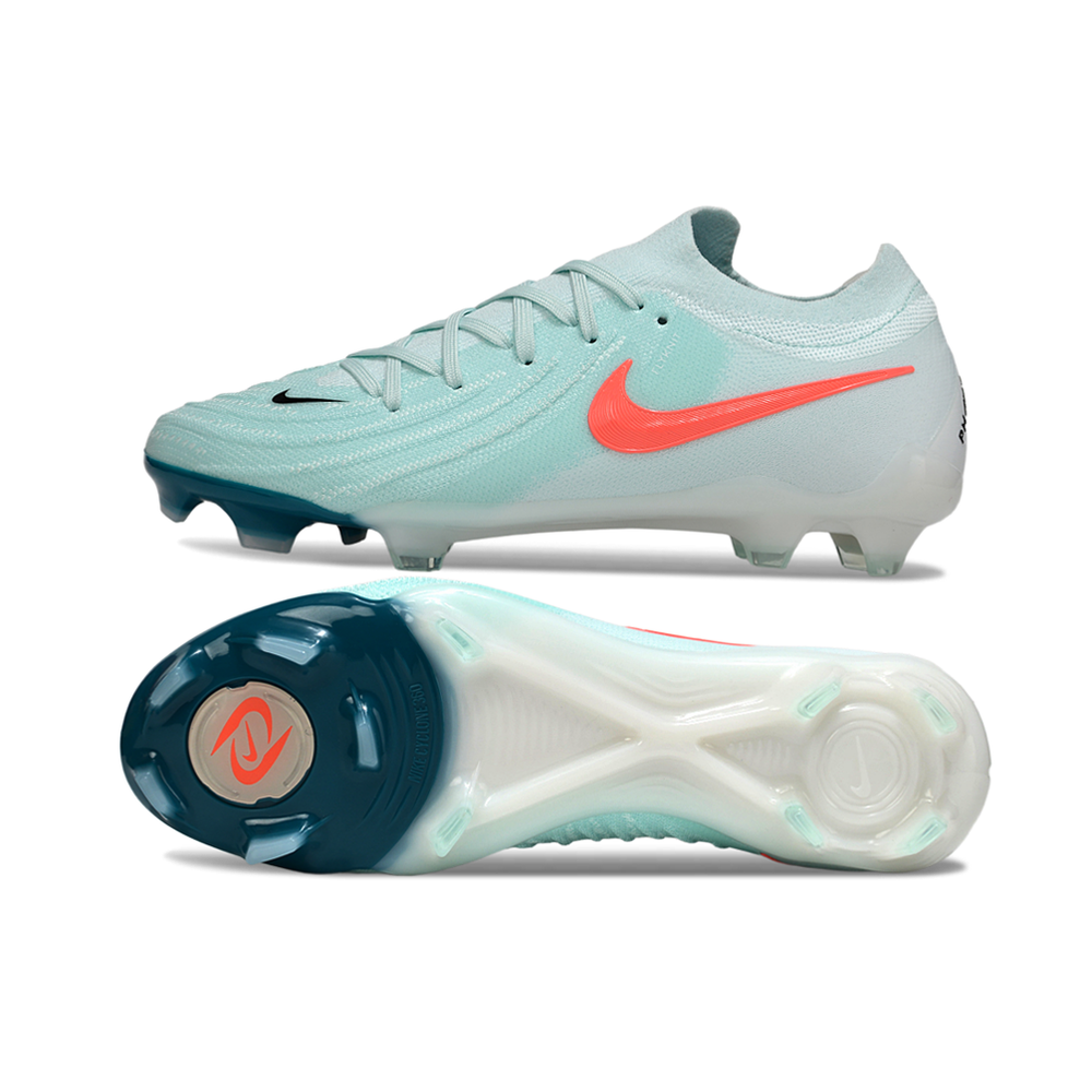 Chuteira Campo Nike Phantom GX 2 Elite FG Branca, Verde e Laranja 