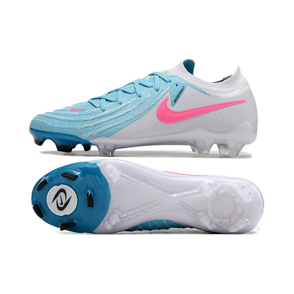 Chuteira Campo Nike Phantom GX 2 Elite FG Cinza, Azul e Rosa