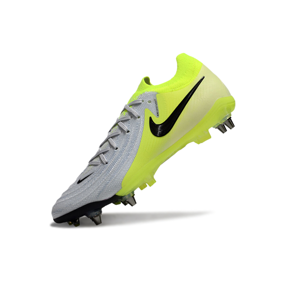 Chuteira Campo Nike Phantom GX 2 Elite Trava Mista Cinza e Verde