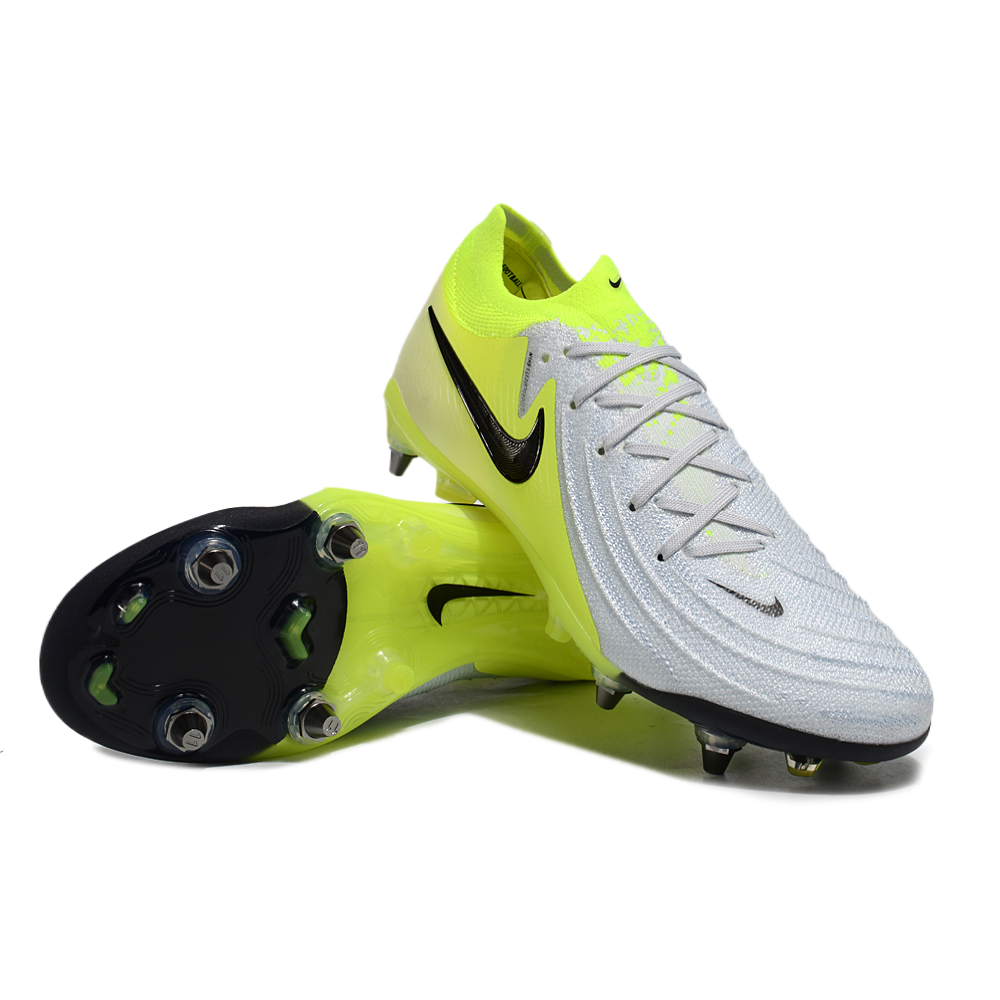 Chuteira Campo Nike Phantom GX 2 Elite Trava Mista Cinza e Verde