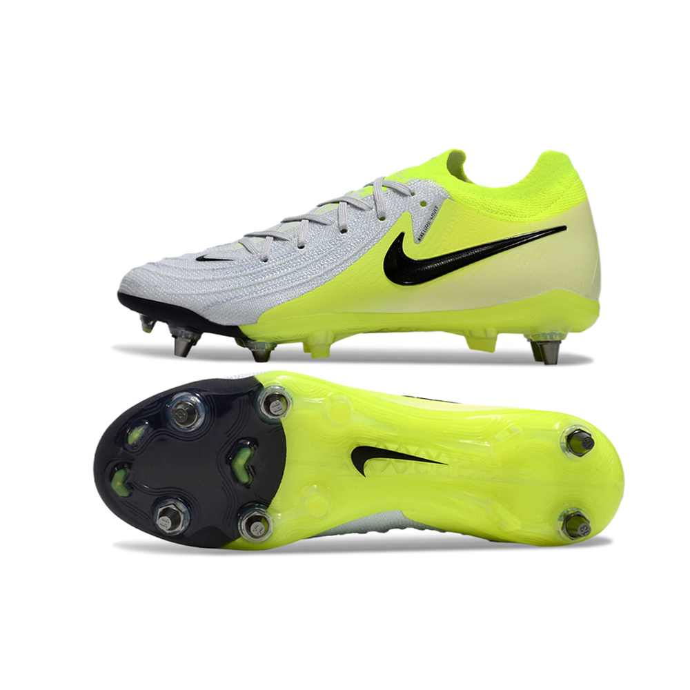 Chuteira Campo Nike Phantom GX 2 Elite Trava Mista Cinza e Verde