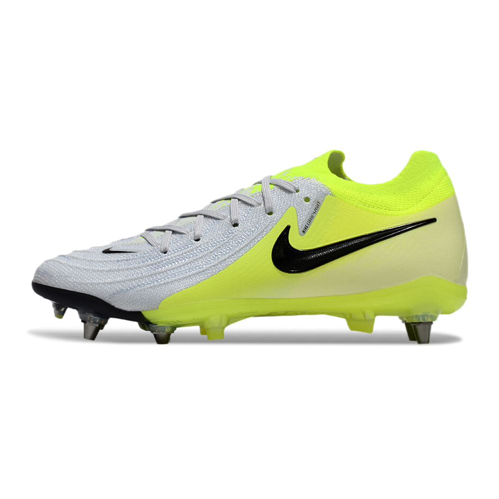 Chuteira Campo Nike Phantom GX 2 Elite Trava Mista Cinza e Verde