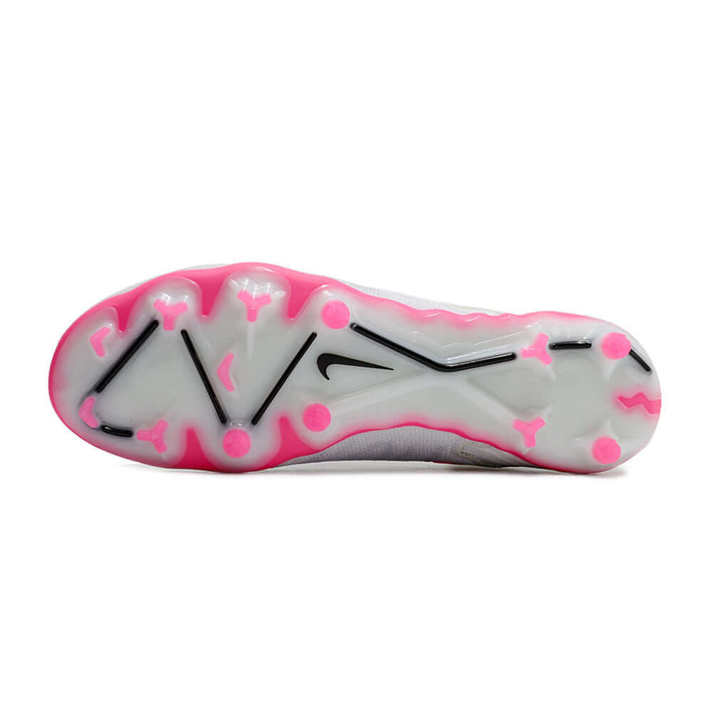 Chuteira Campo Nike Phantom GX DF Elite FG Branca e Rosa
