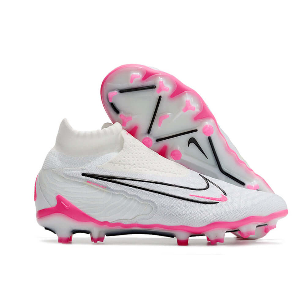Chuteira Campo Nike Phantom GX DF Elite FG Branca e Rosa
