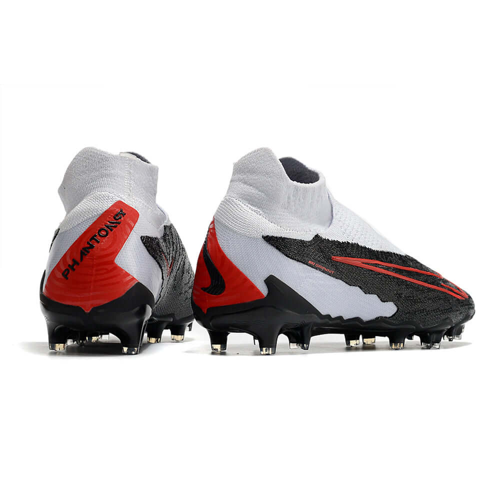 Chuteira Campo Nike Phantom GX DF Elite FG Branca, Preta e Vermelha