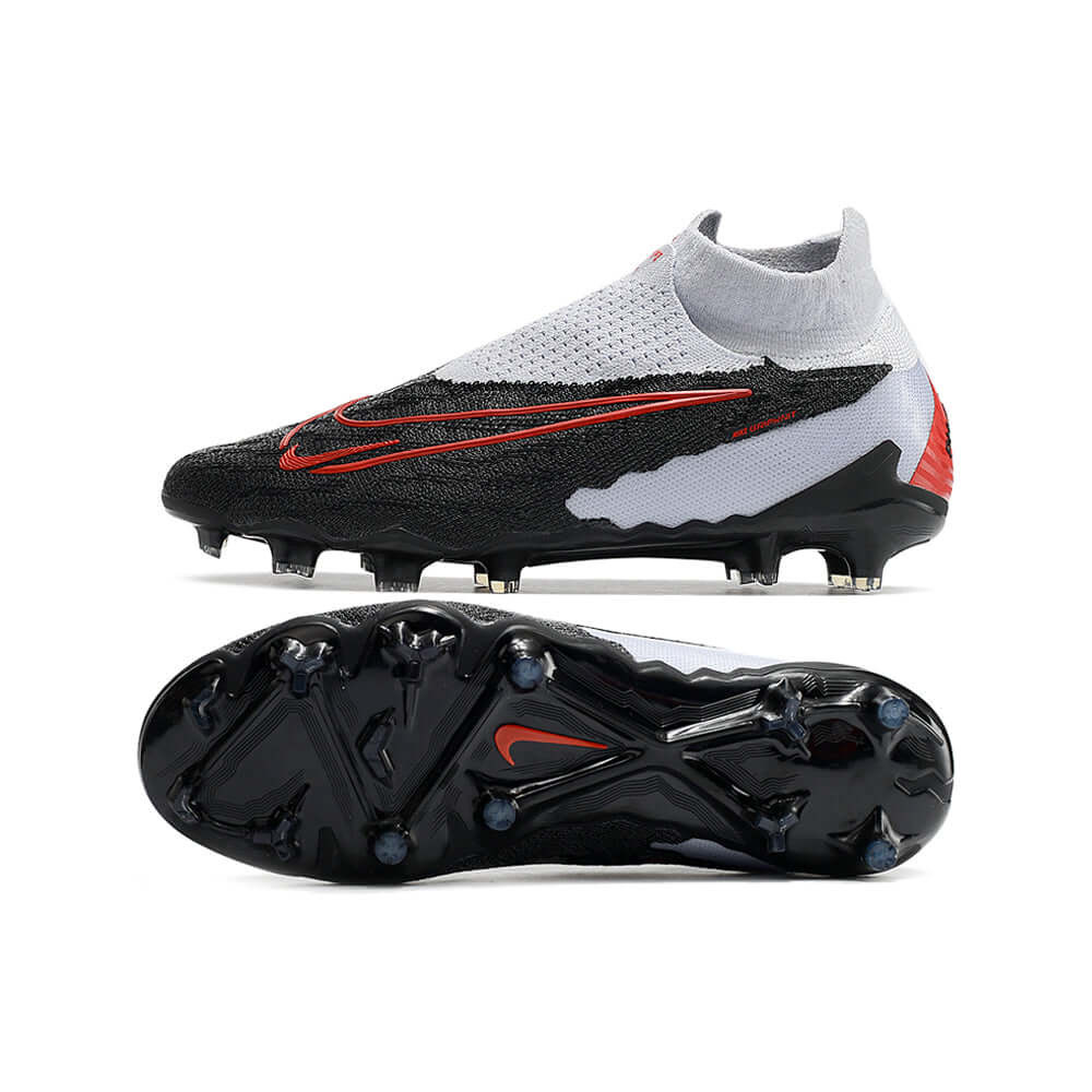 Chuteira Campo Nike Phantom GX DF Elite FG Branca, Preta e Vermelha