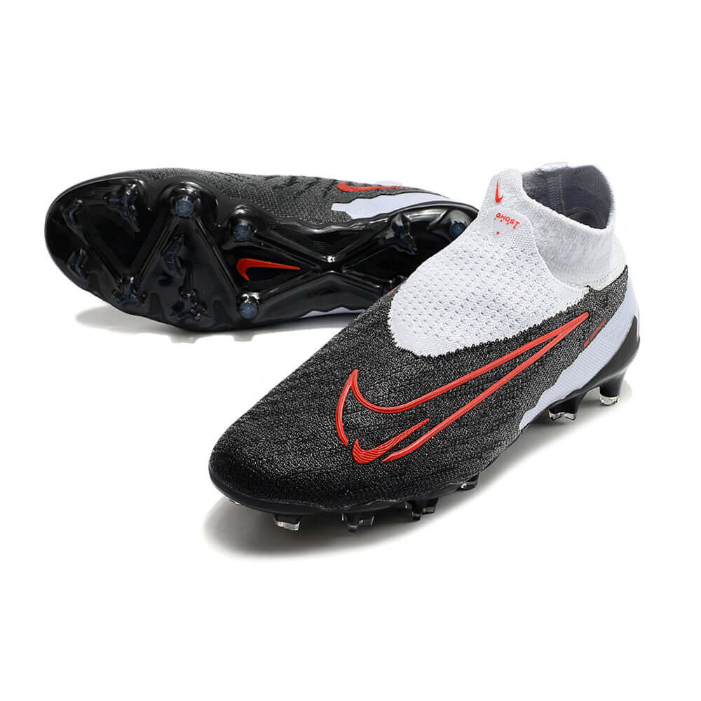 Chuteira Campo Nike Phantom GX DF Elite FG Branca, Preta e Vermelha