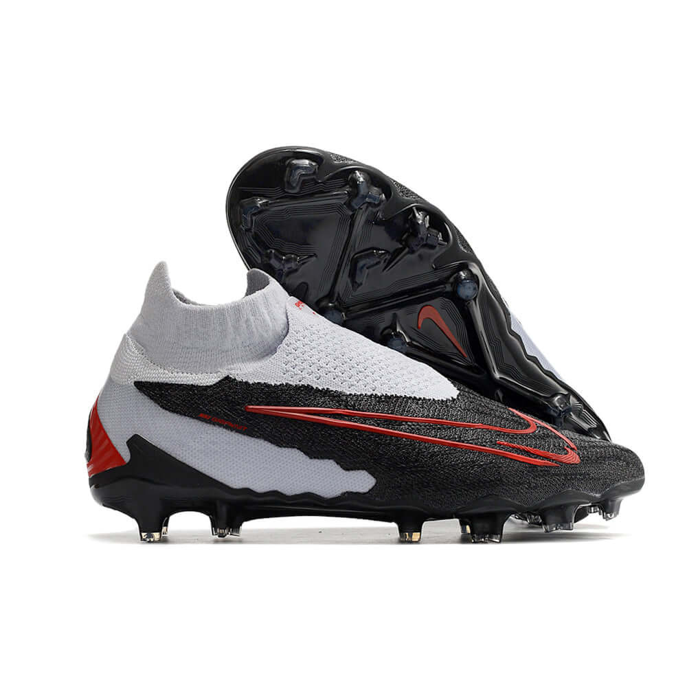 Chuteira Campo Nike Phantom GX DF Elite FG Branca, Preta e Vermelha