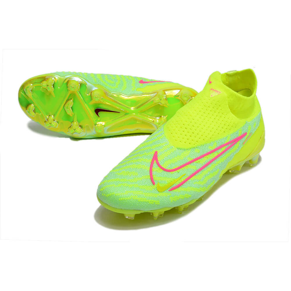 Chuteira Campo Nike Phantom GX DF Elite FG Verde e Rosa
