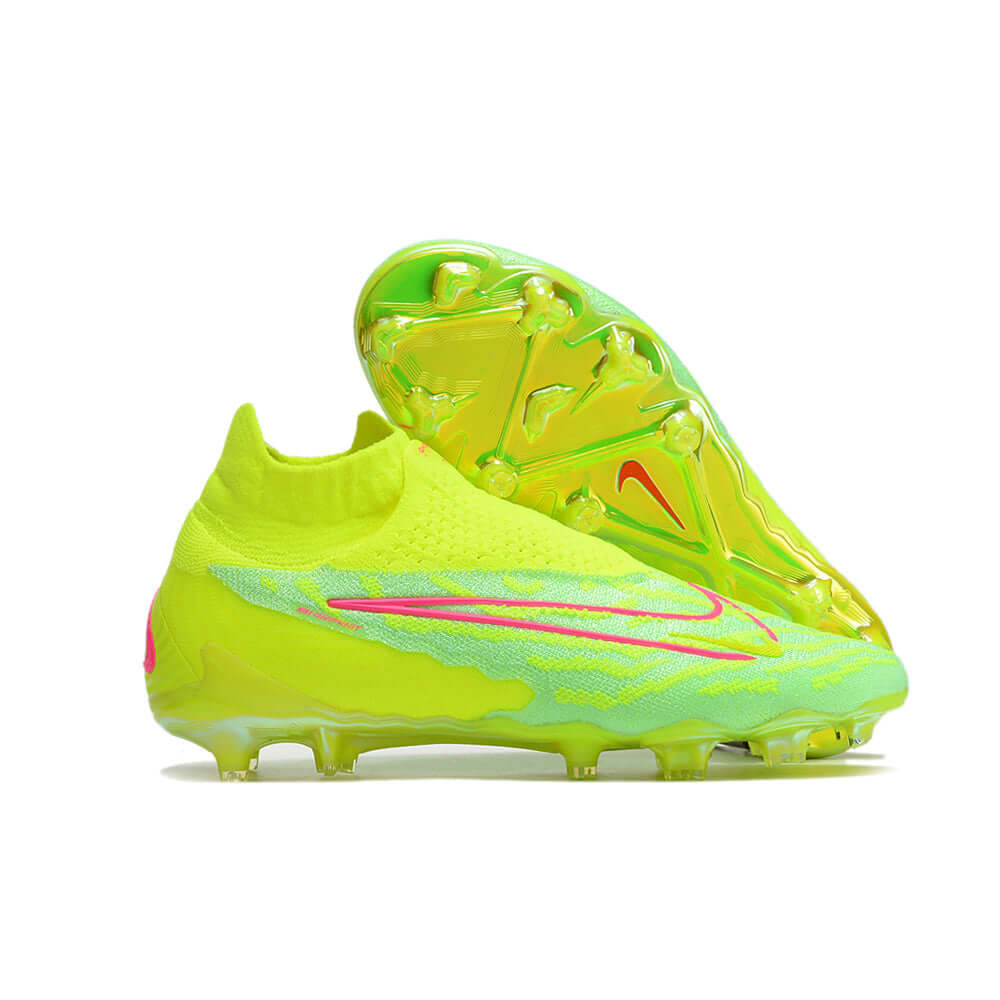 Chuteira Campo Nike Phantom GX DF Elite FG Verde e Rosa