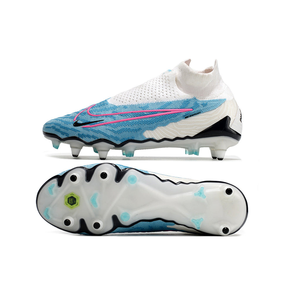 Chuteira Campo Nike Phantom GX DF Elite Ponta de Aluminio Branca e Azul 