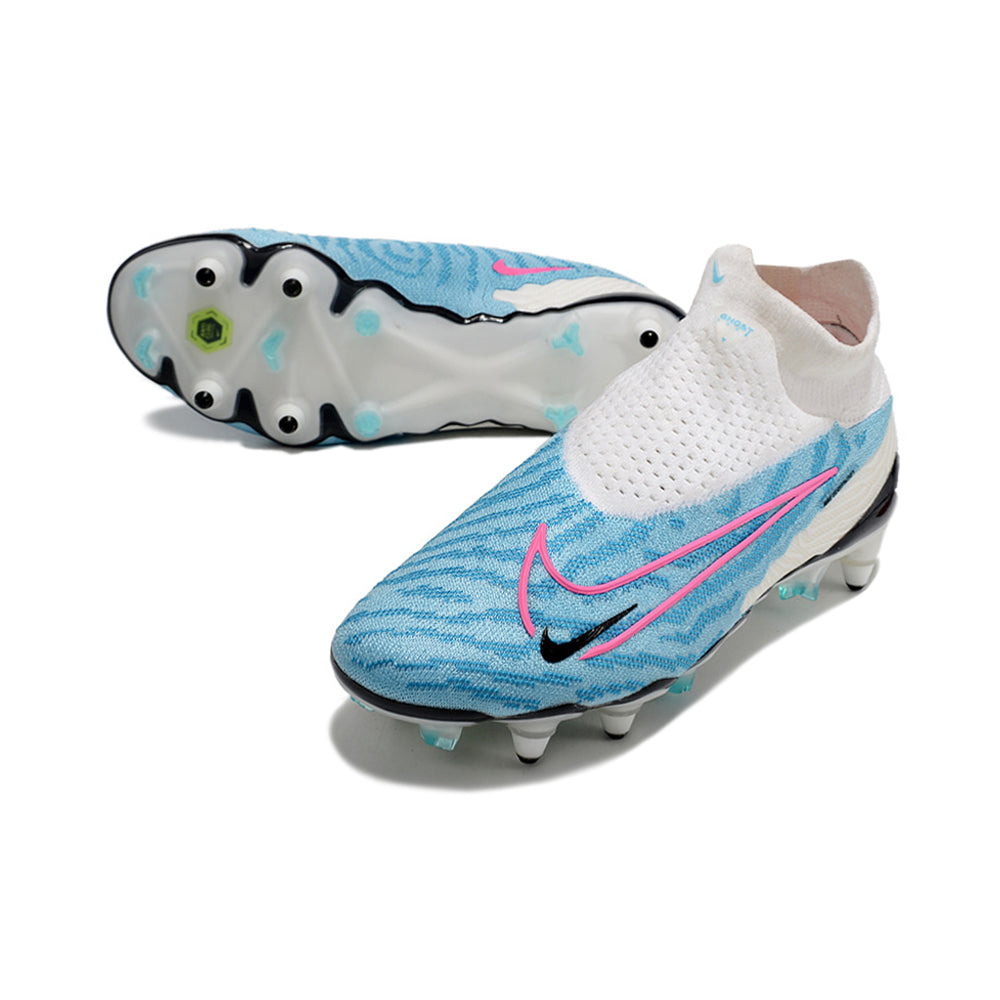 Chuteira Campo Nike Phantom GX DF Elite Ponta de Aluminio Branca e Azul 