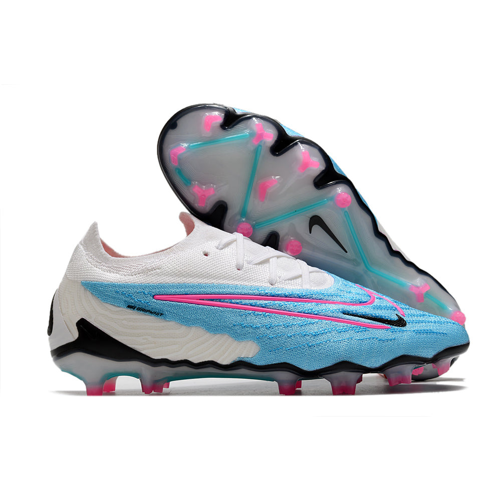 Chuteira Campo Nike Phantom GX Elite FG Azul e Branca 