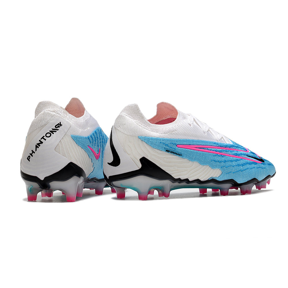 Chuteira Campo Nike Phantom GX Elite FG Azul e Branca 