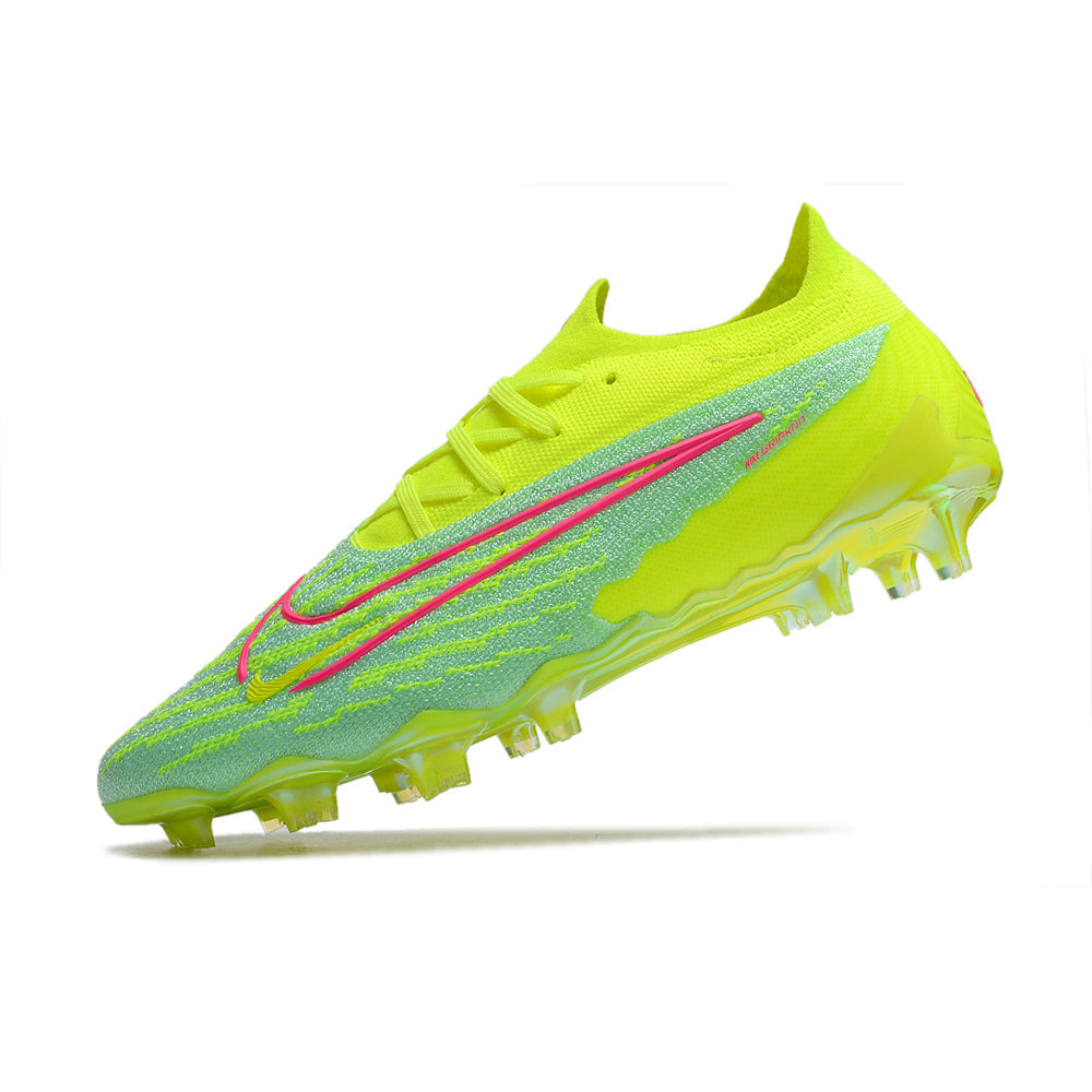 Chuteira Campo Nike Phantom GX Elite FG Verde e Rosa