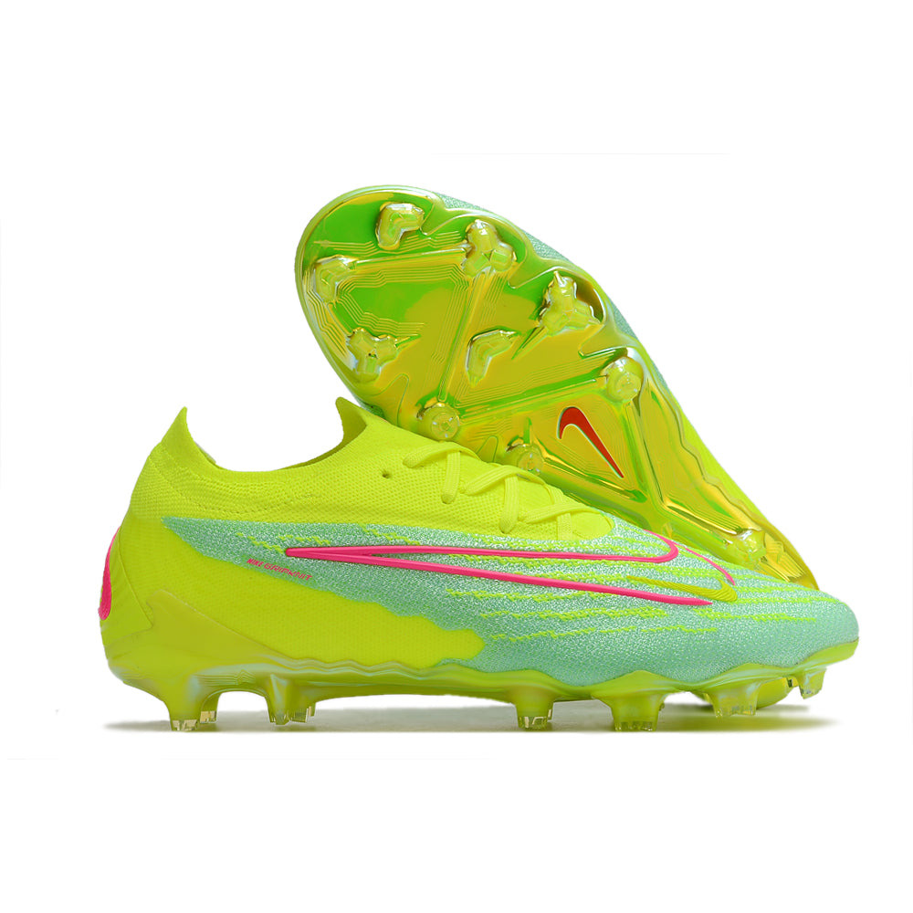 Chuteira Campo Nike Phantom GX Elite FG Verde e Rosa