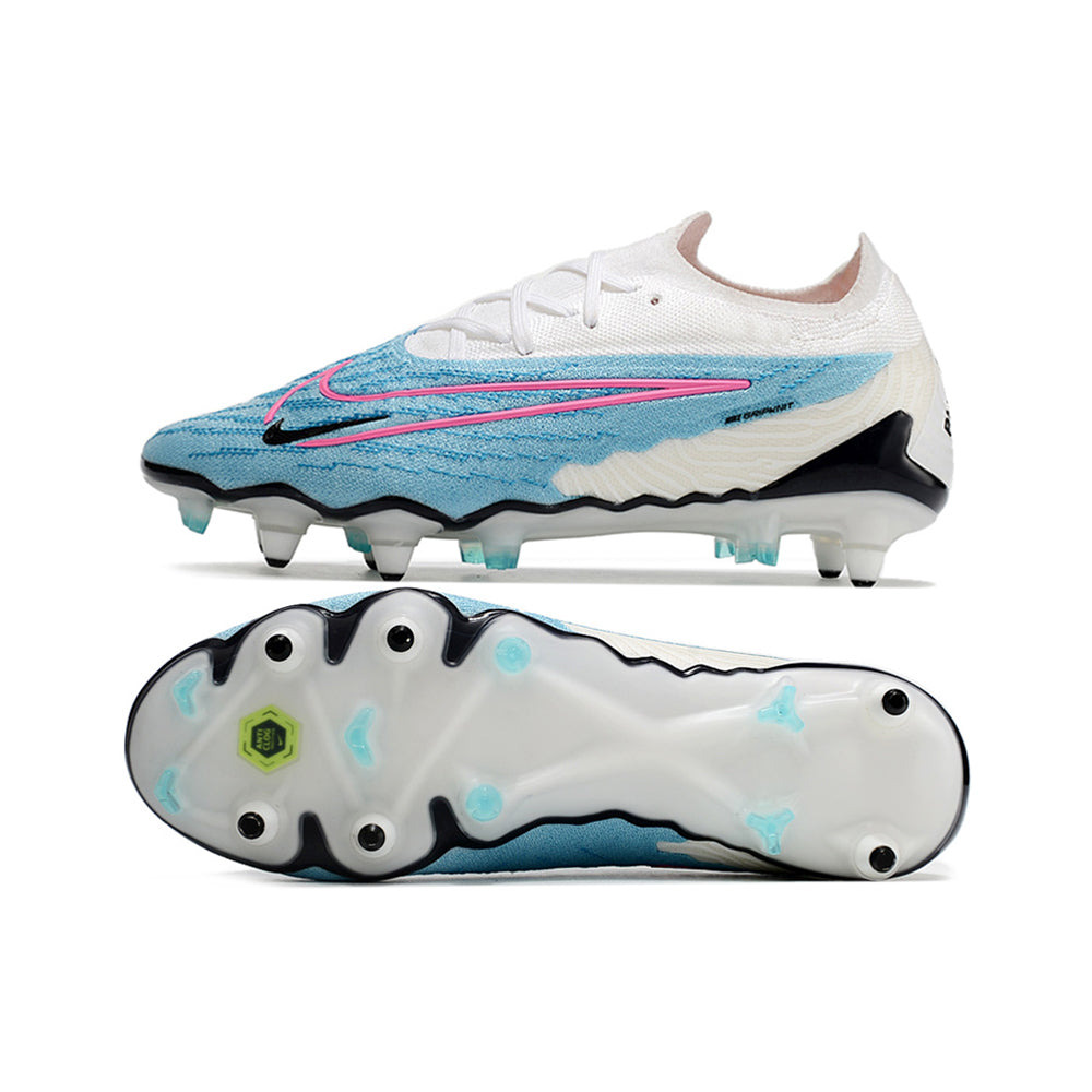 Chuteira Campo Nike Phantom GX Elite Ponta de Aluminio Branca e Azul 
