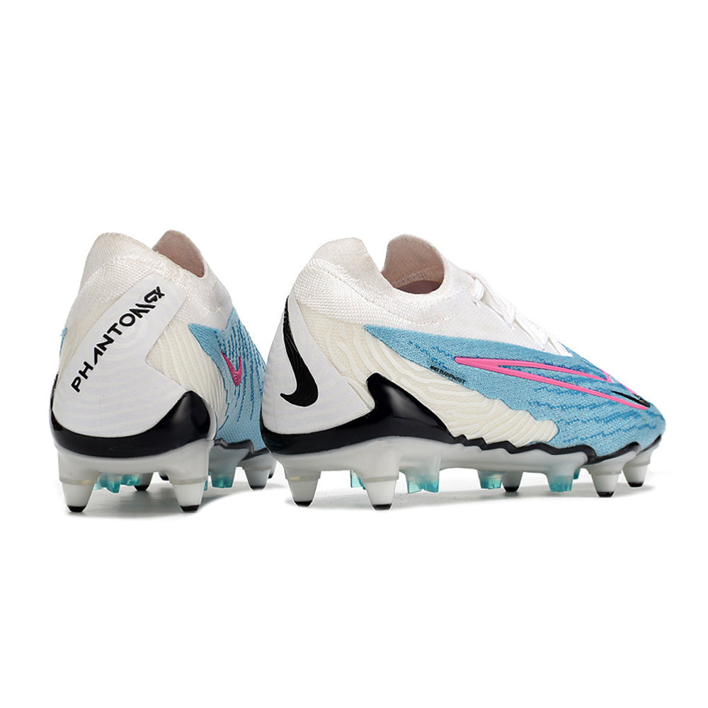 Chuteira Campo Nike Phantom GX Elite Ponta de Aluminio Branca e Azul 