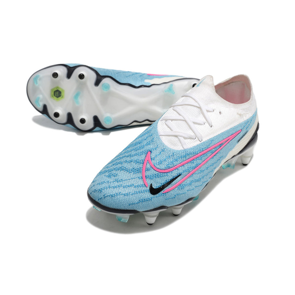 Chuteira Campo Nike Phantom GX Elite Ponta de Aluminio Branca e Azul 