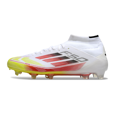 Chuteira Campo Adidas F50 Cano Médio FG Branca e Laranja