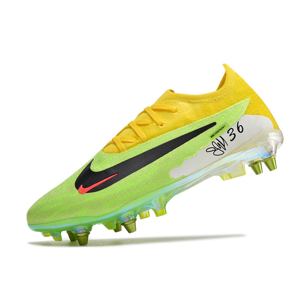 Chuteira Campo Nike Phantom GX Elite Trava Mista Amarela e Verde 
