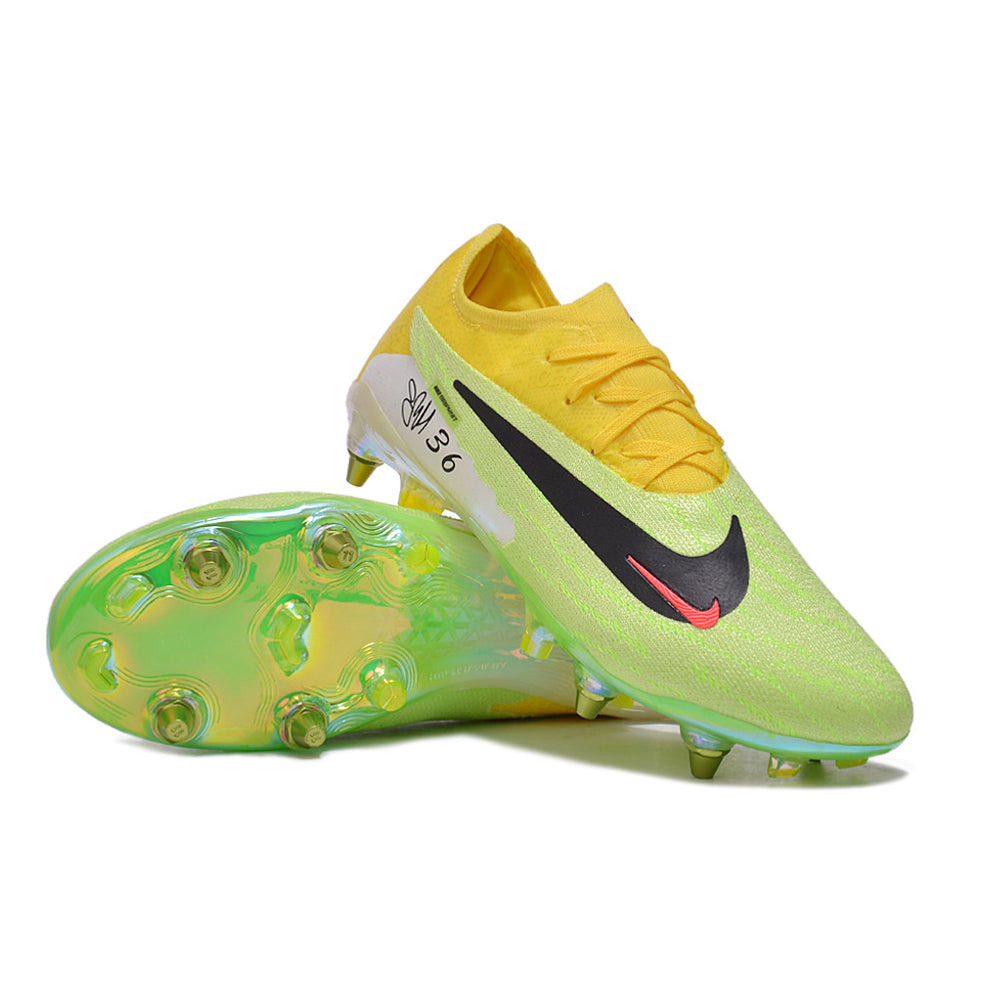 Chuteira Campo Nike Phantom GX Elite Trava Mista Amarela e Verde 