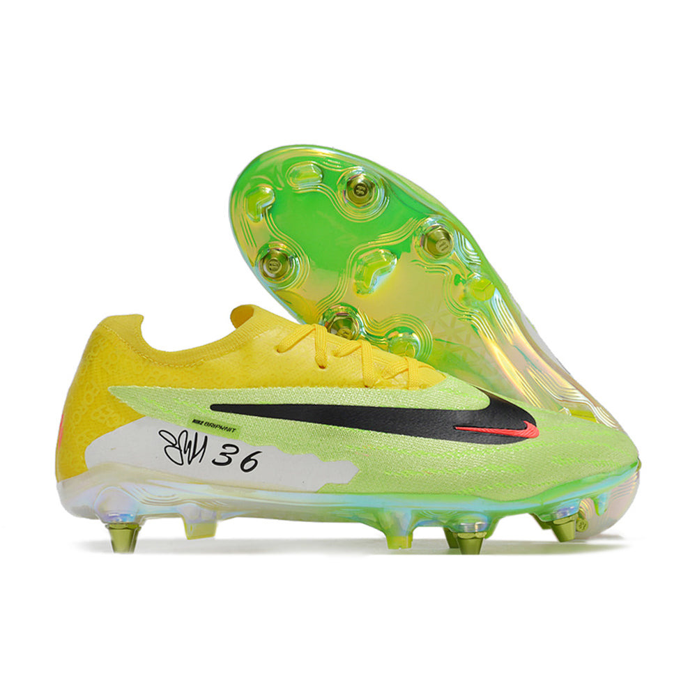 Chuteira Campo Nike Phantom GX Elite Trava Mista Amarela e Verde 