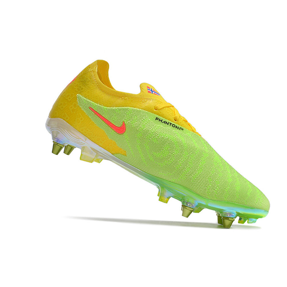Chuteira Campo Nike Phantom GX Elite Trava Mista Amarela e Verde 
