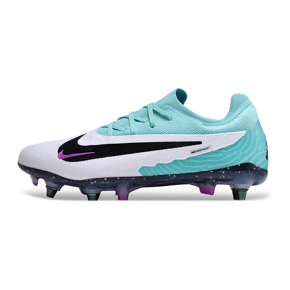 Chuteira Campo Nike Phantom GX Elite Trava Mista Branca, Verde e Roxa 