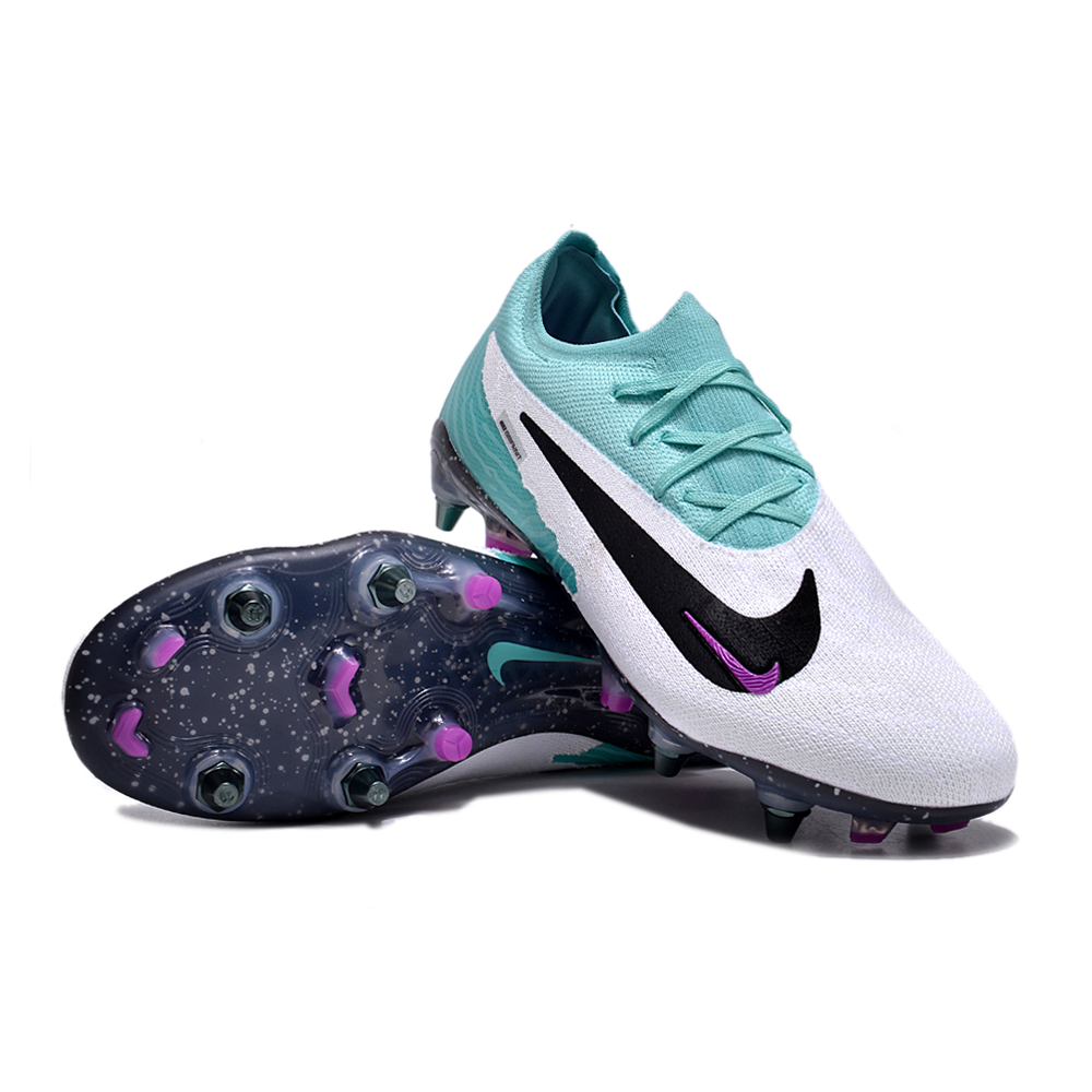 Chuteira Campo Nike Phantom GX Elite Trava Mista Branca, Verde e Roxa 