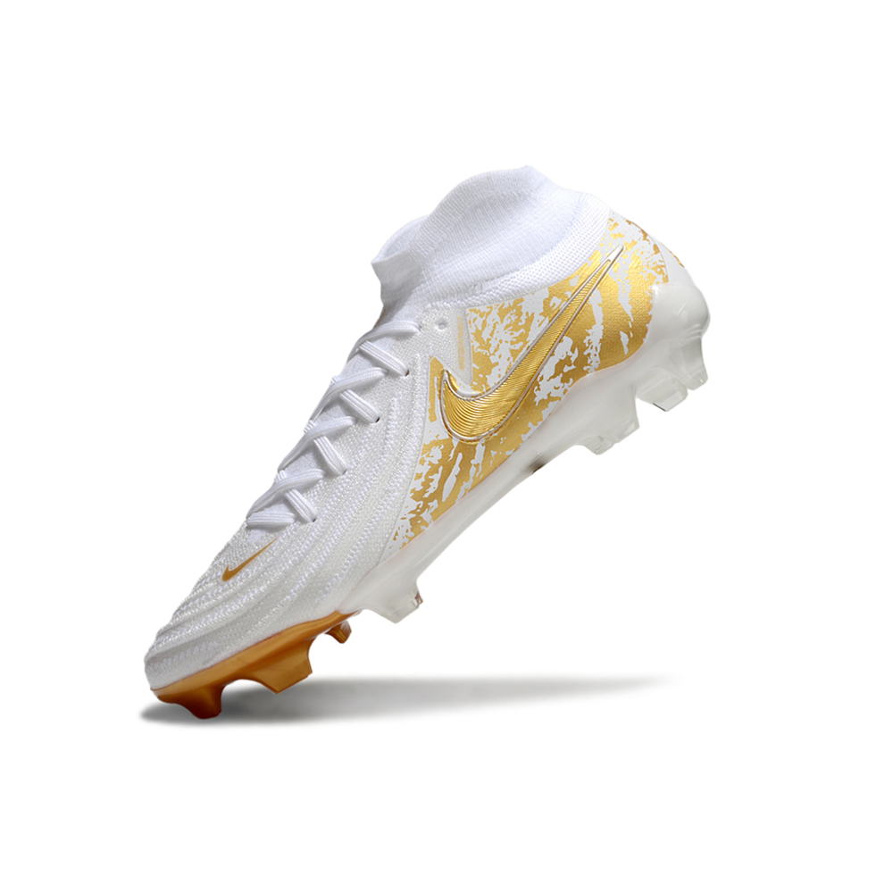Chuteira Campo Nike Phantom Luna 2 Elite FG Branca e Dourado