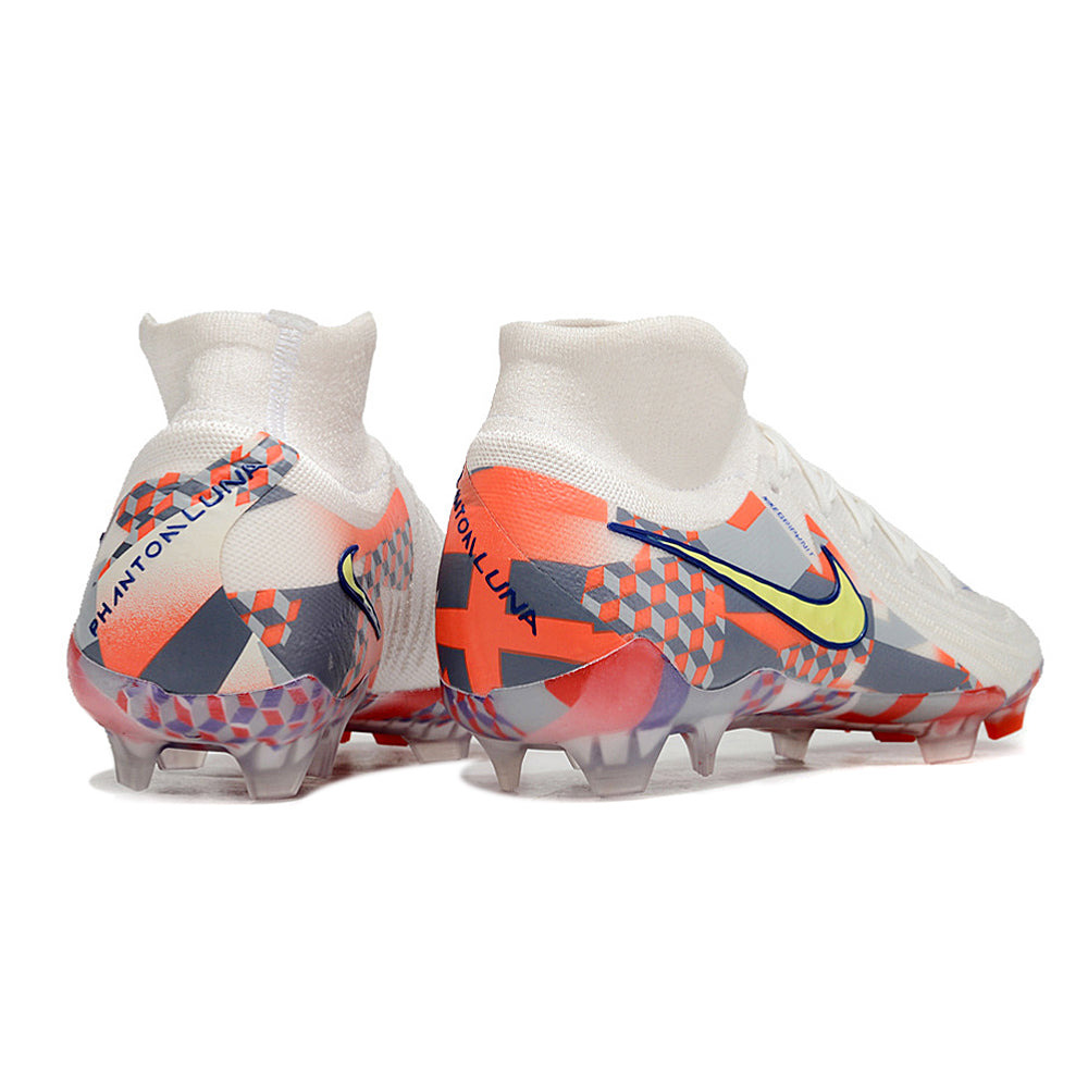 Chuteira Campo Nike Phantom Luna 2 Elite FG Branca e Vermelha 