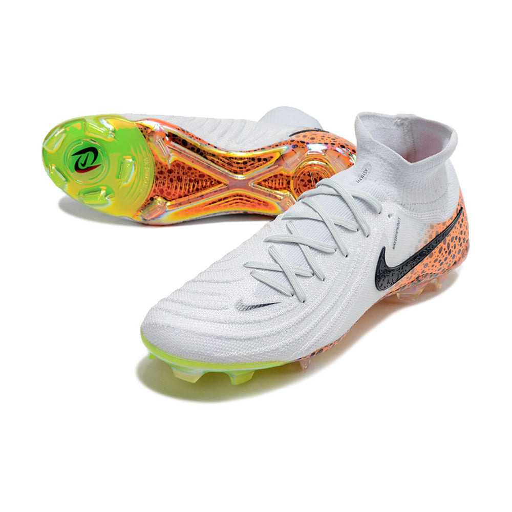 Chuteira Campo Nike Phantom Luna 2 Elite FG Branca, Preto e Laranja 