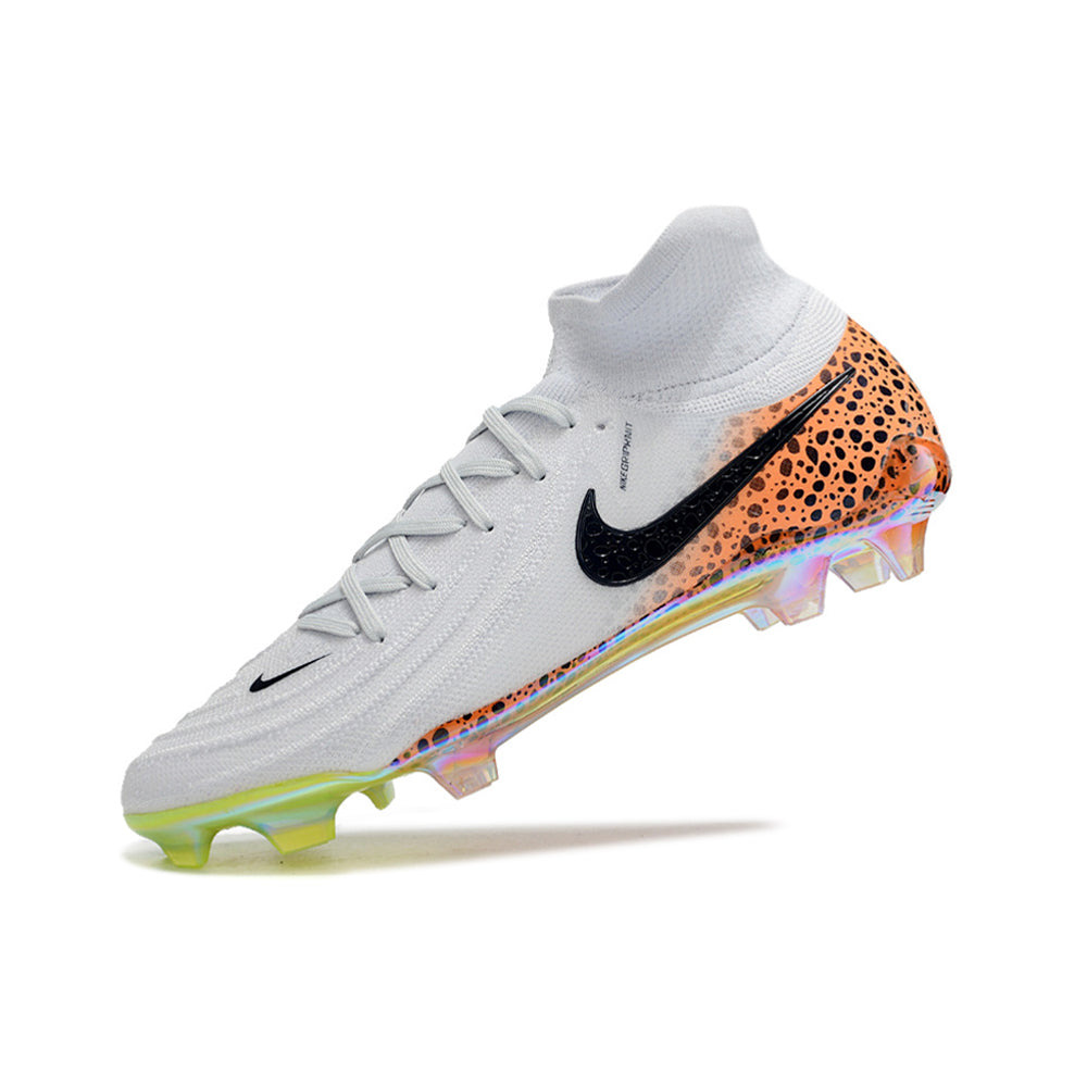 Chuteira Campo Nike Phantom Luna 2 Elite FG Branca, Preto e Laranja 