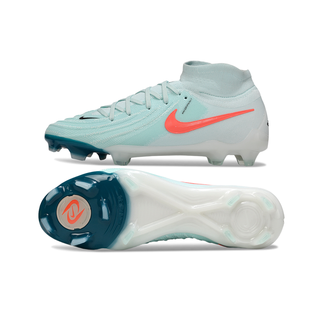 Chuteira Campo Nike Phantom Luna 2 Elite FG Branca, Verde e Laranja 
