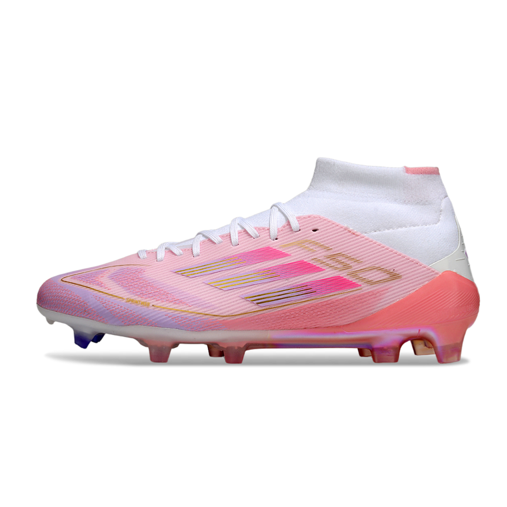 Chuteira Campo Adidas F50 Cano Médio FG Rosa
